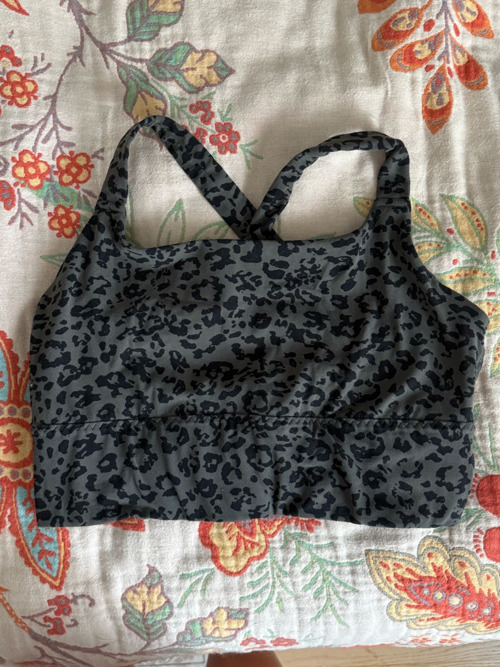 Athleta Gray and Black Leopard Print Sports Bra